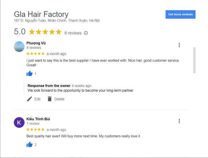 Đánh giá chất lượng sản phẩm tại nhà máy tóc Gla Hair